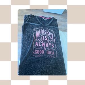 Maurices Black Tee with Pink Trim